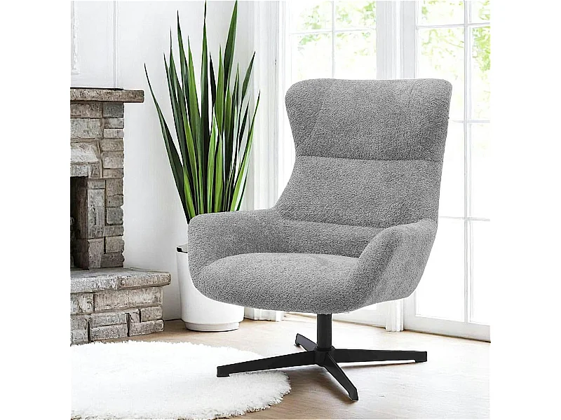 Fauteuil confort pivotant en tissu doux gris foncé BERLIN