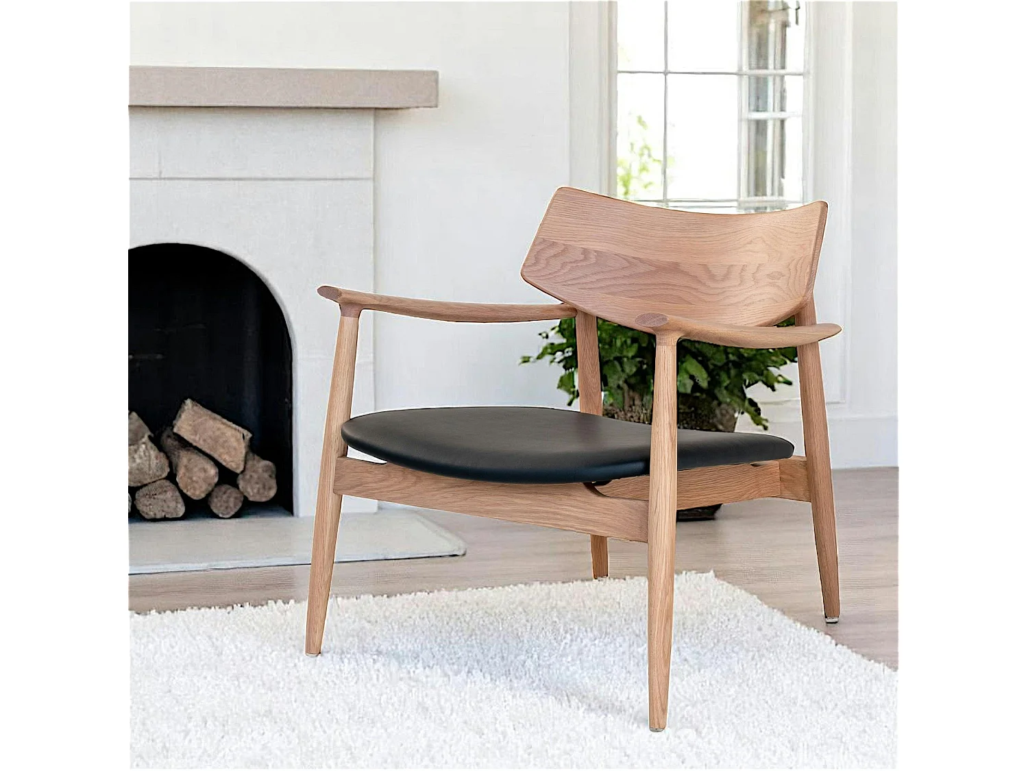 Fauteuil design en chêne avec assise noire BERLIN