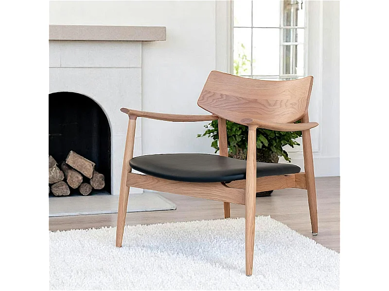 Fauteuil design en chêne avec assise noire BERLIN