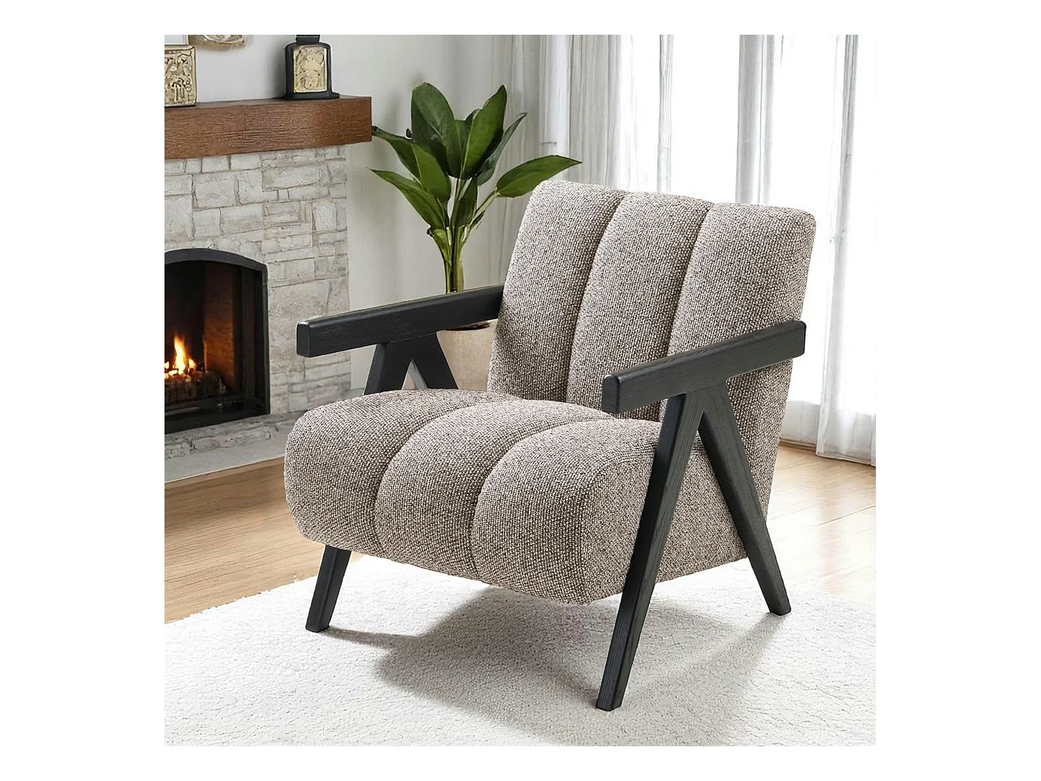 Fauteuil marron style moderne en tissu BERLIN