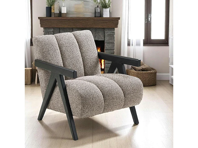 Fauteuil marron style moderne en tissu BERLIN