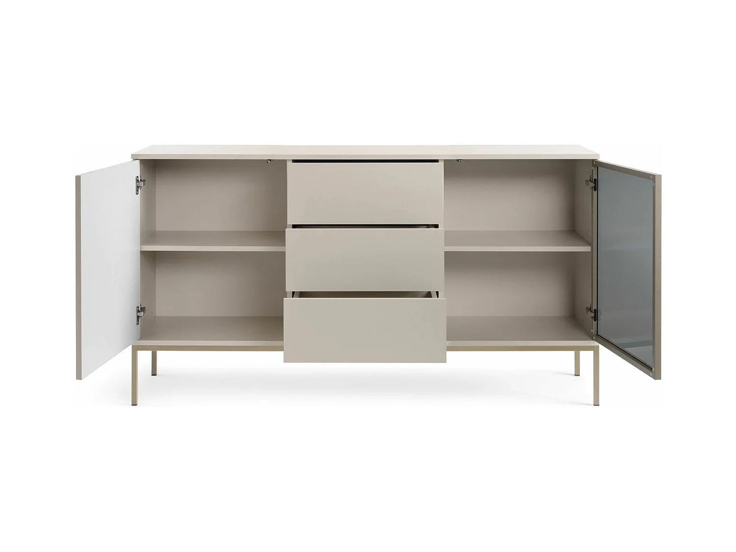 Buffet 3 tiroirs avec LED - 154 cm - grège - TOSENA