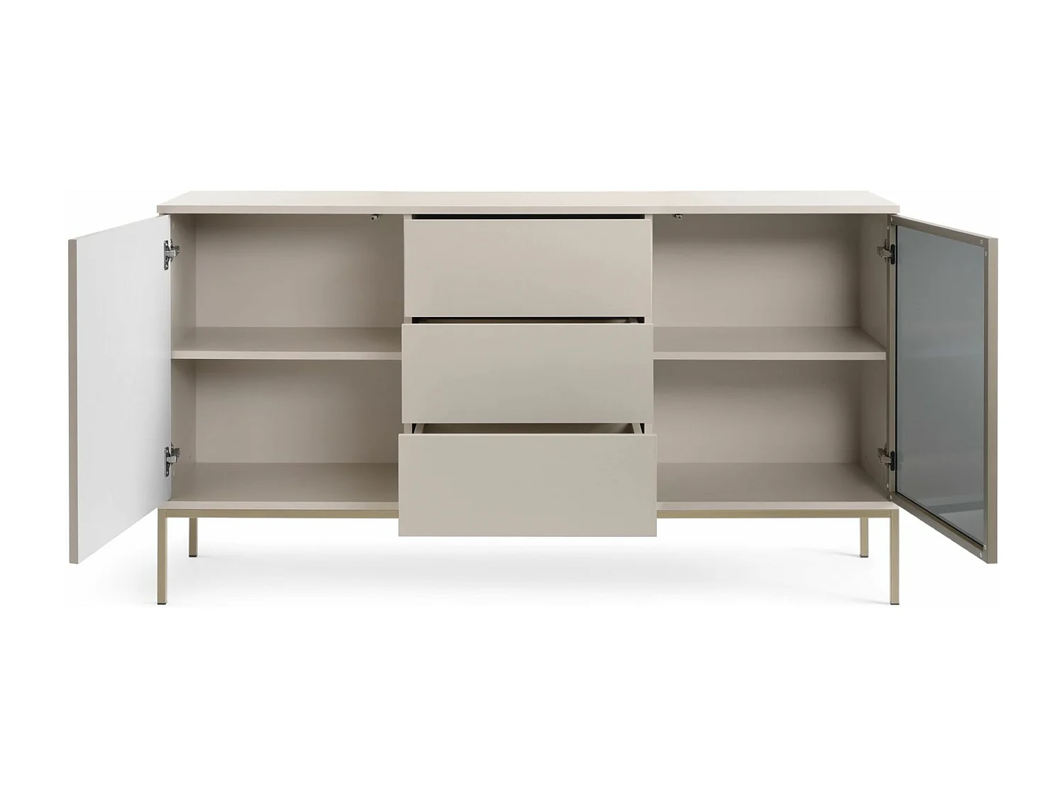 Buffet 3 tiroirs avec LED - 154 cm - grège - TOSENA