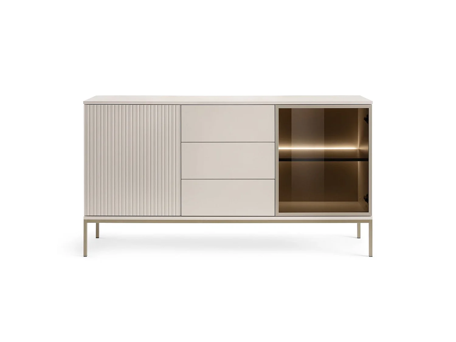 Dressoir met 3 laden en LED - 154 cm - grijs - TOSENA