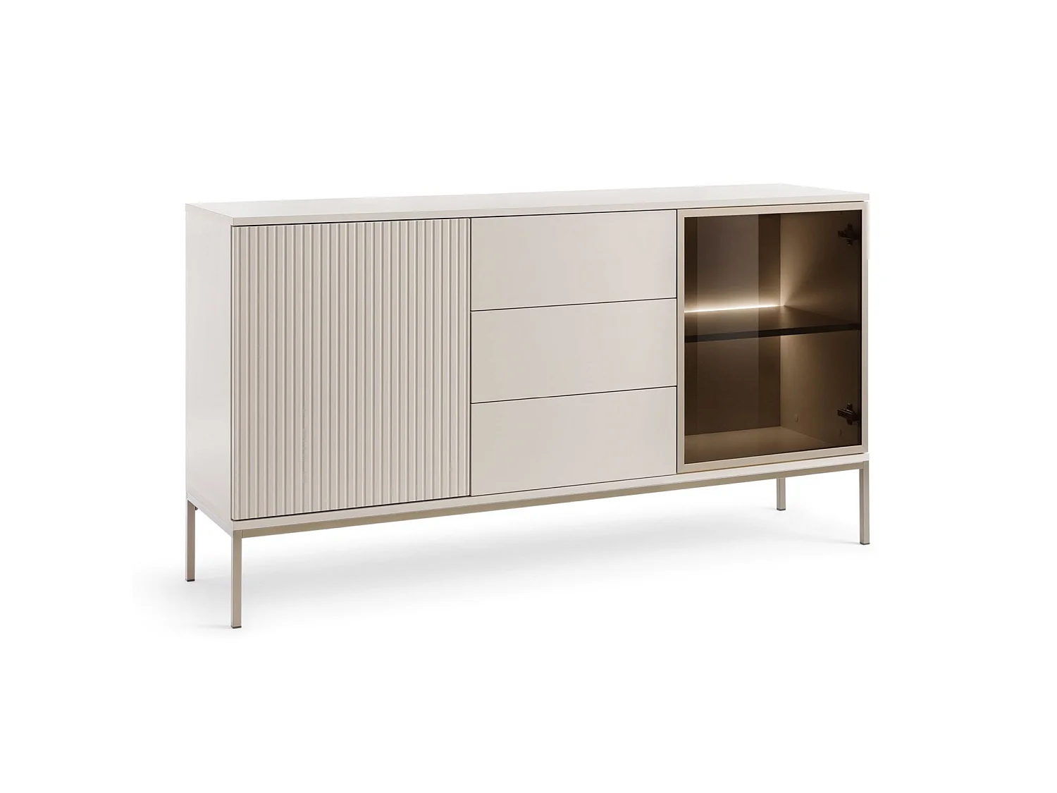 Dressoir met 3 laden en LED - 154 cm - grijs - TOSENA