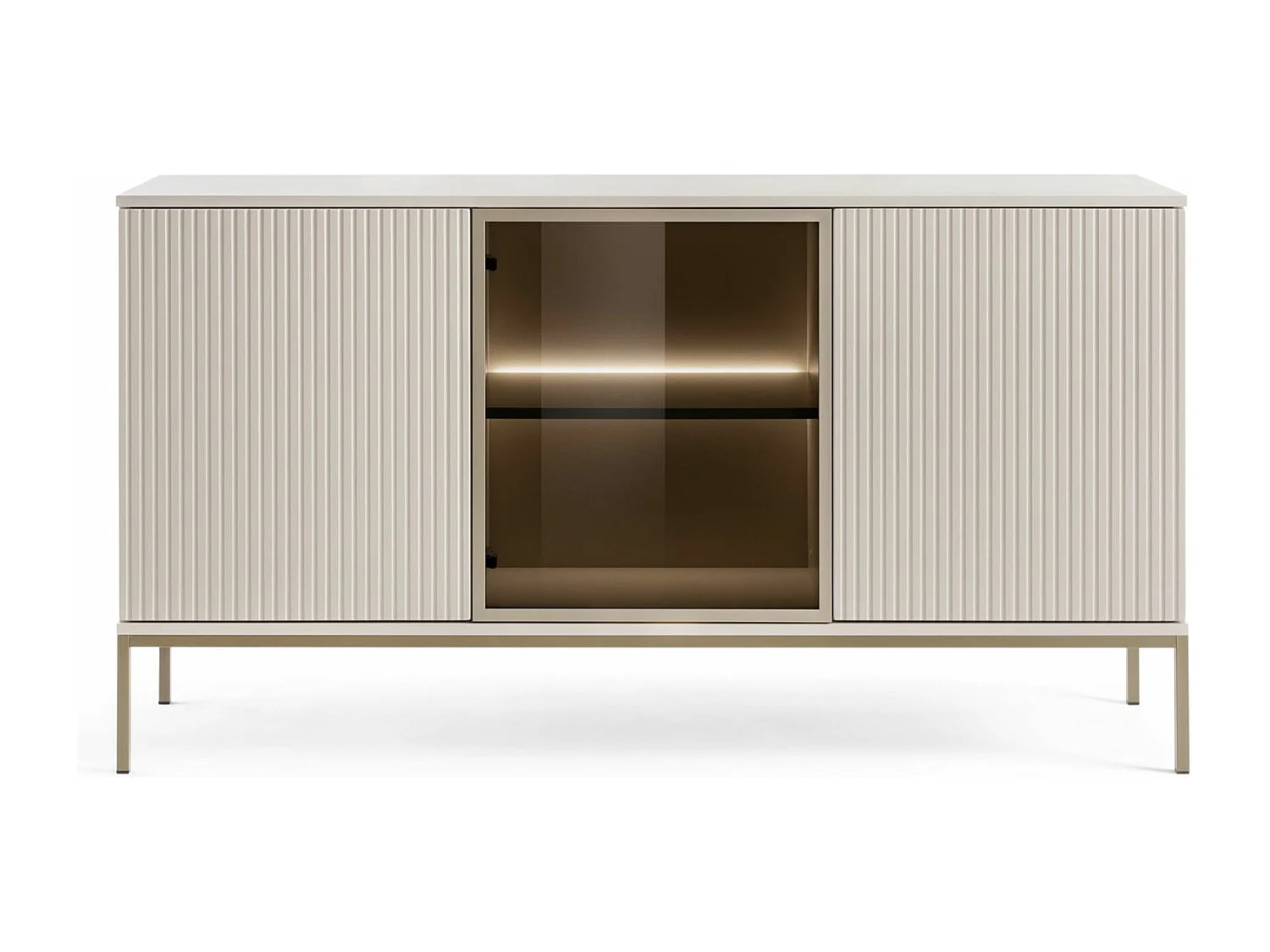 Buffet 3 portes avec LED - 154 cm - grège - TOSENA