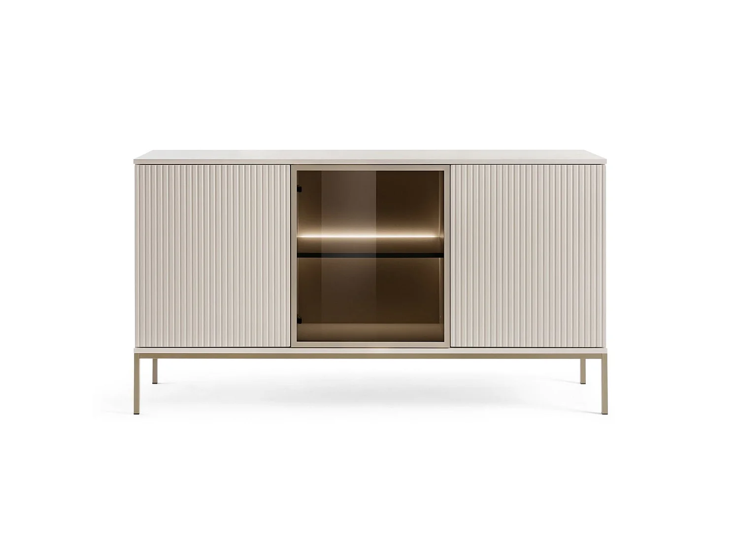 Buffet 3 portes avec LED - 154 cm - grège - TOSENA