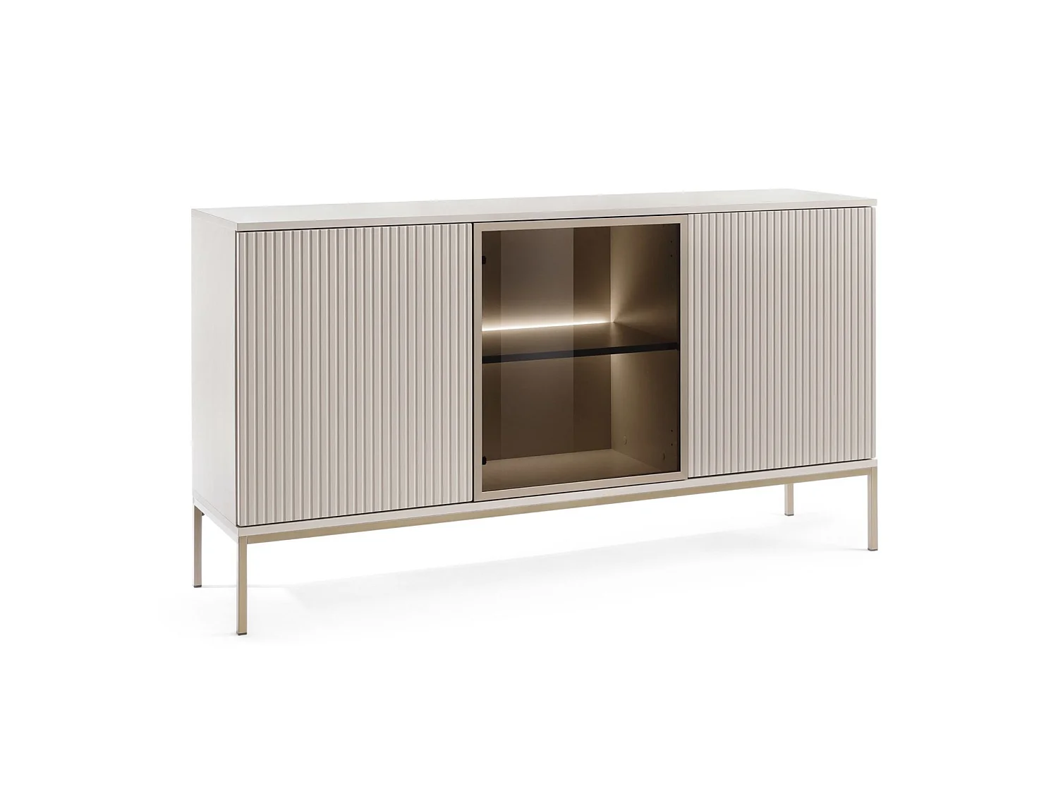 Buffet 3 portes avec LED - 154 cm - grège - TOSENA