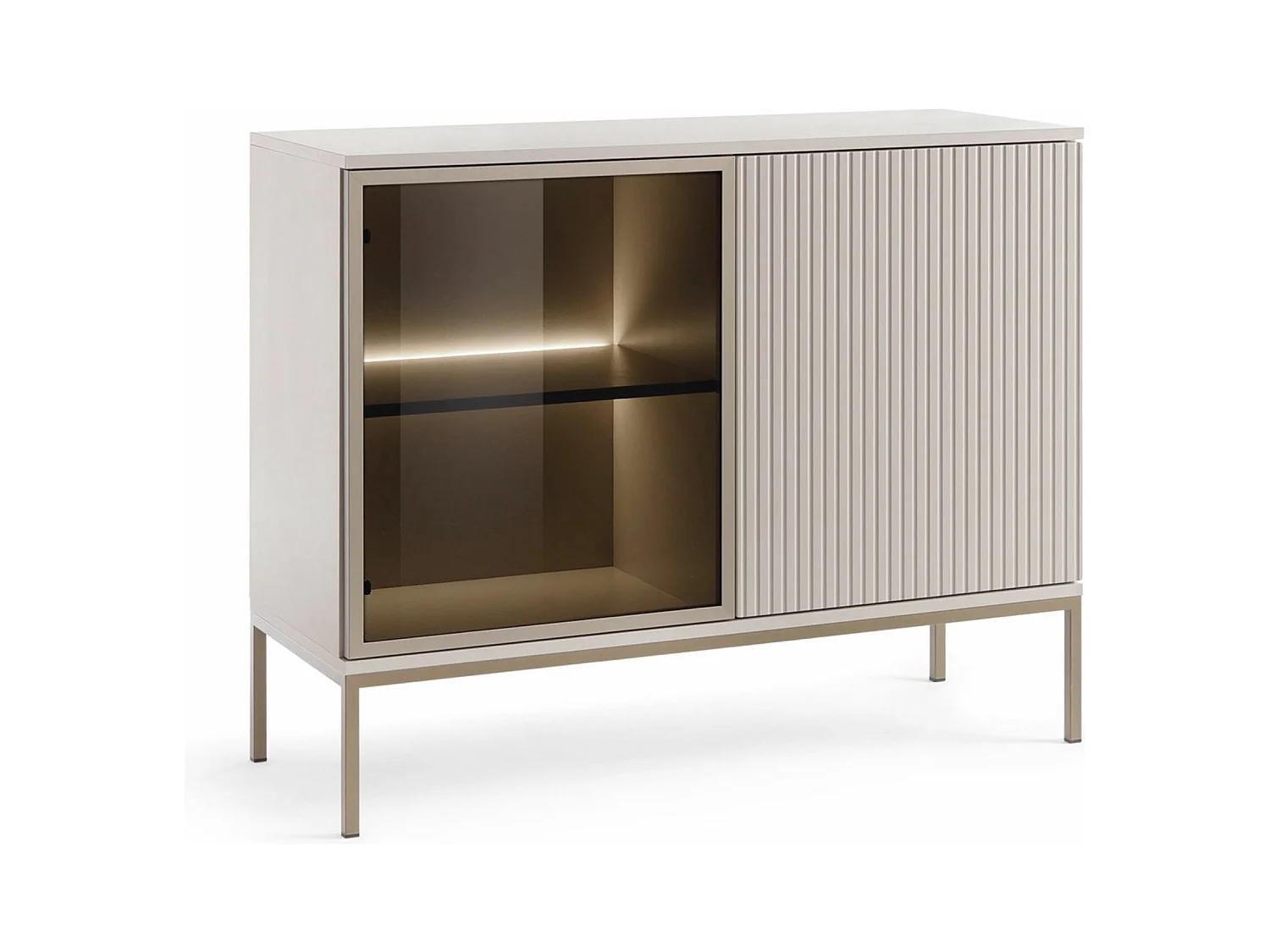 Buffet 2 portes avec LED - 104 cm - grège - TOSENA