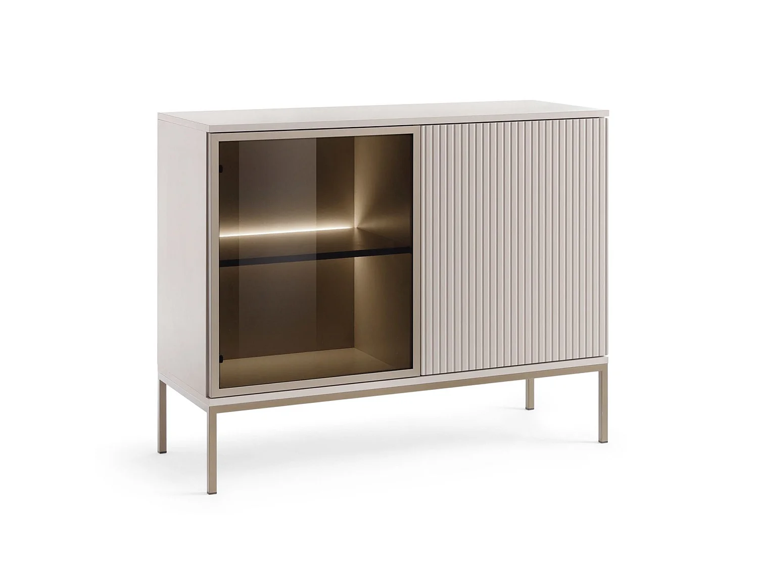 2-deurs dressoir met LED - 104 cm - grijs - TOSENA