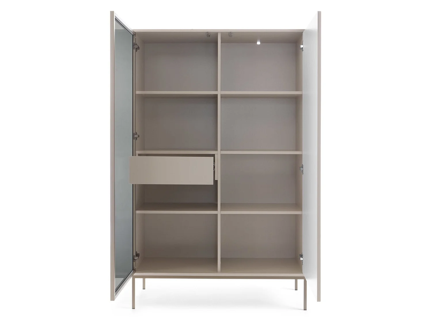 Hoge vitrinekast met 2 deuren - 104 cm - grijs - TOSENA