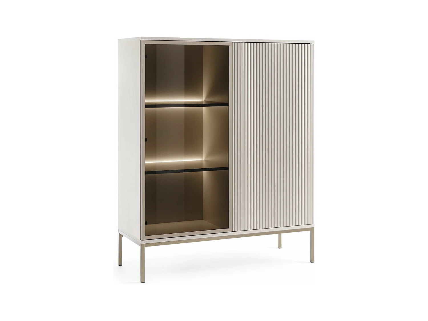 Vitrinekast met 2 deuren en LED - 104cm - grijs - TOSENA