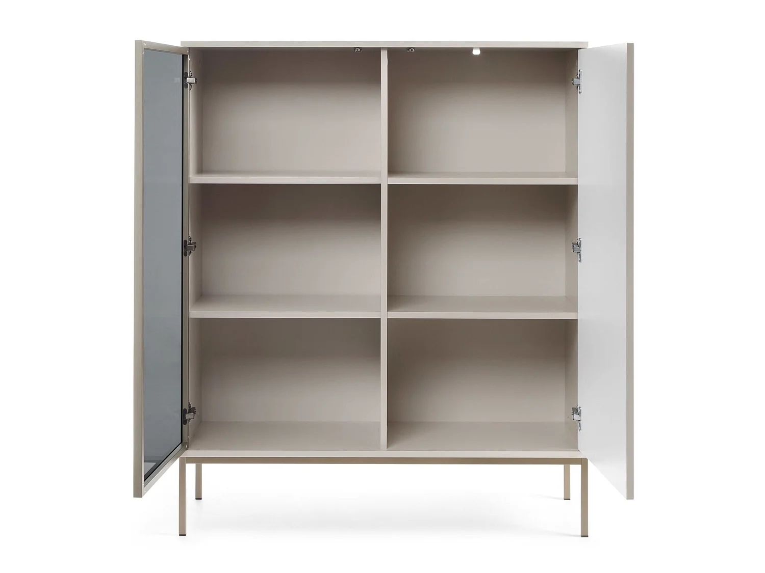 Vitrine 2 portes avec LED - 104cm - grège - TOSENA