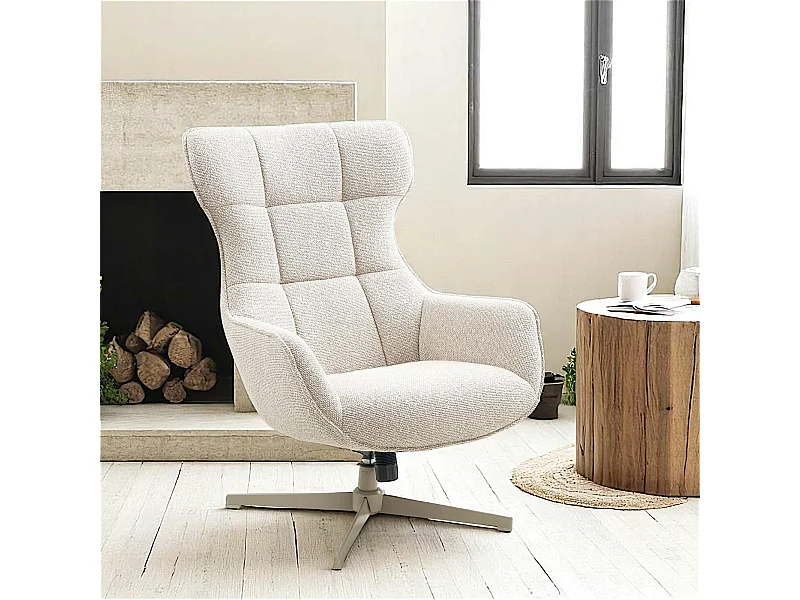 Fauteuil pivotant confort, couleur blanc naturel BERLIN