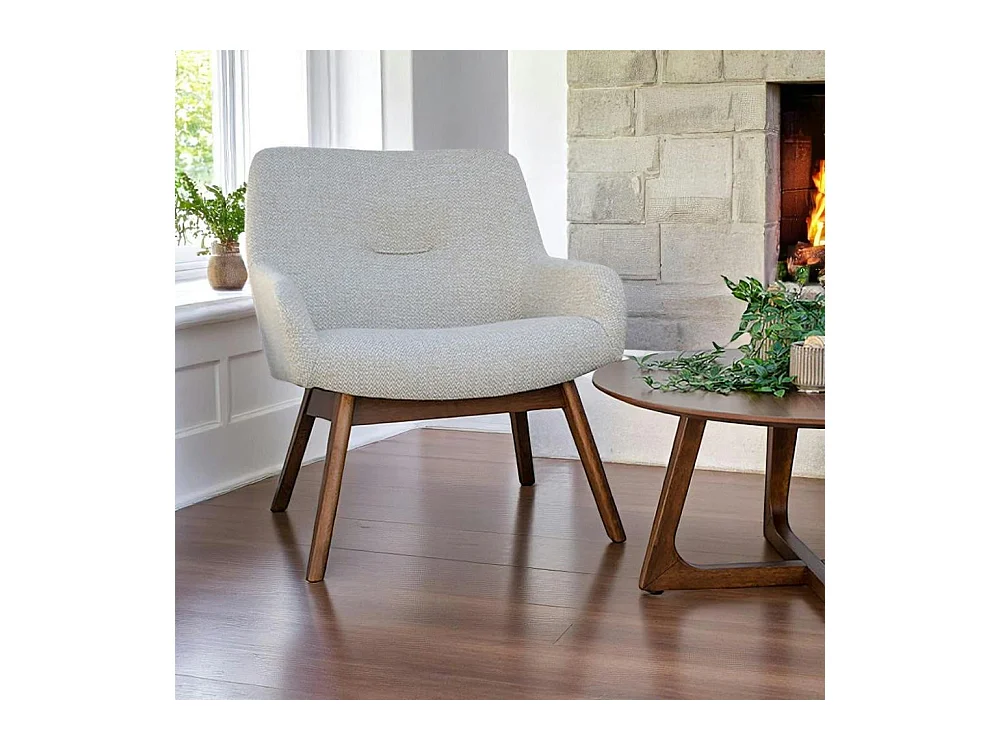 Fauteuil beige sable avec structure en bois de noyer BERLIN