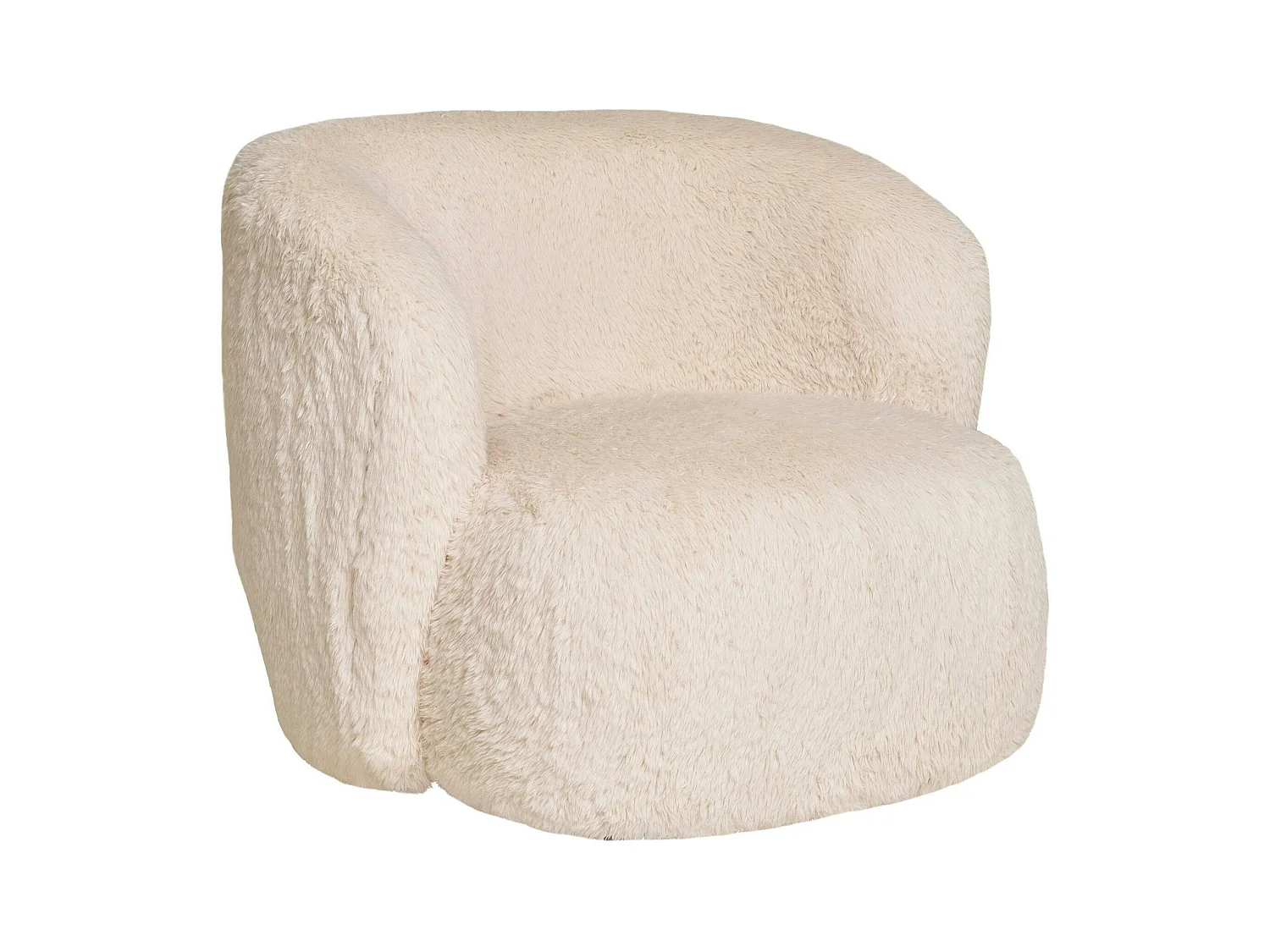 Gros fauteuil en fausse fourrure, couleur blanc cassé BERLIN