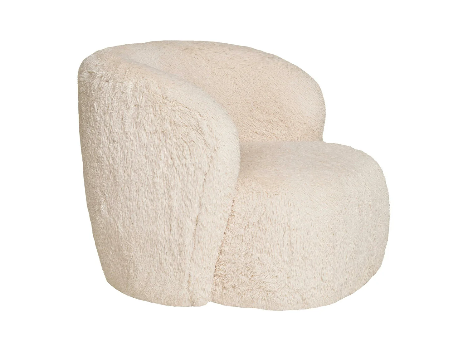 Gros fauteuil en fausse fourrure, couleur blanc cassé BERLIN