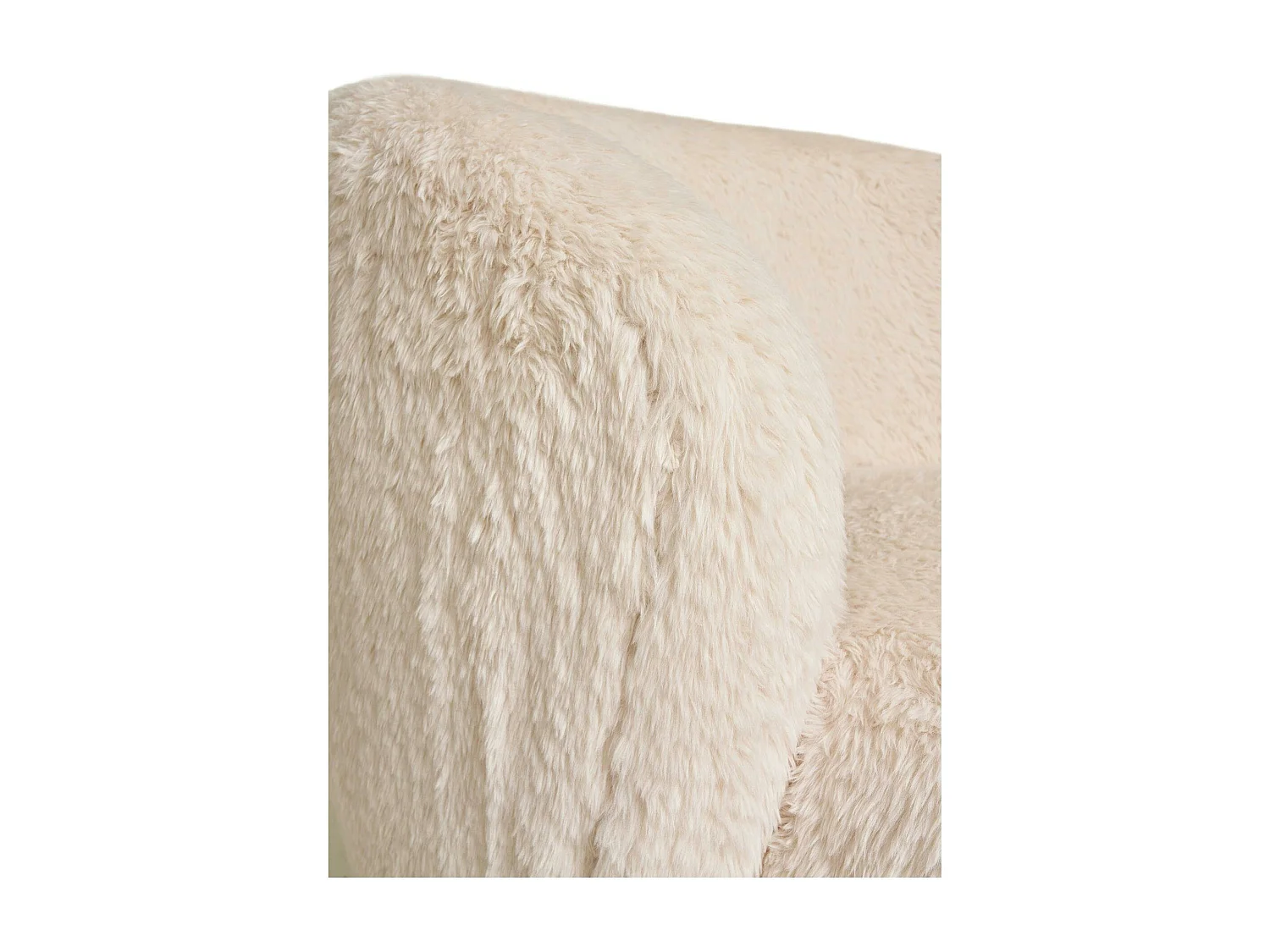 Gros fauteuil en fausse fourrure, couleur blanc cassé BERLIN