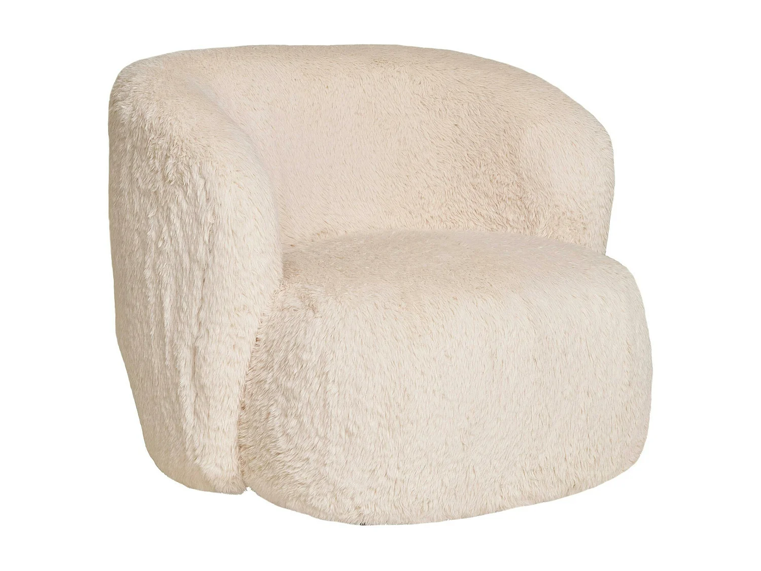 Gros fauteuil en fausse fourrure, couleur blanc cassé BERLIN