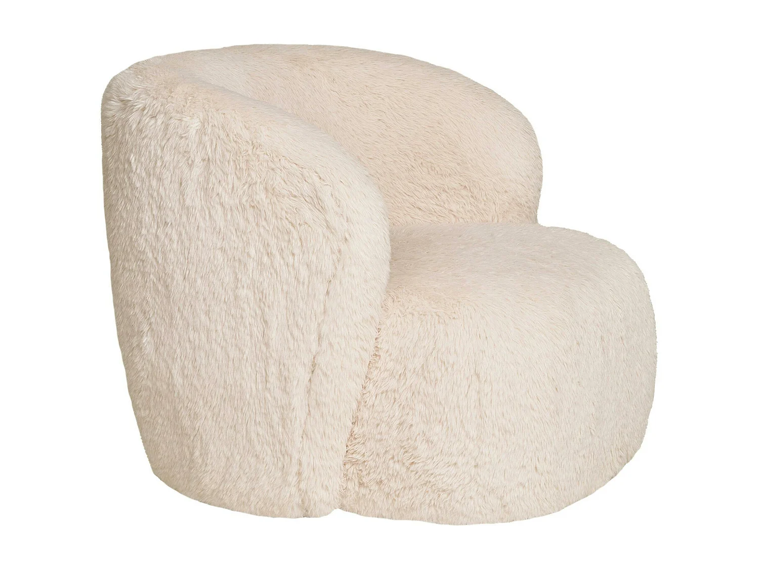 Gros fauteuil en fausse fourrure, couleur blanc cassé BERLIN