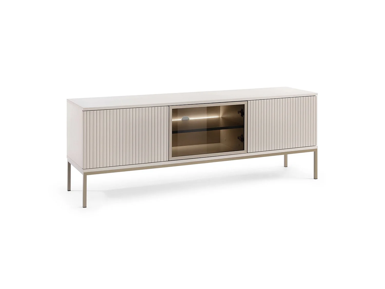Meuble TV 3 portes avec LED - 154 cm - grège - TOSENA