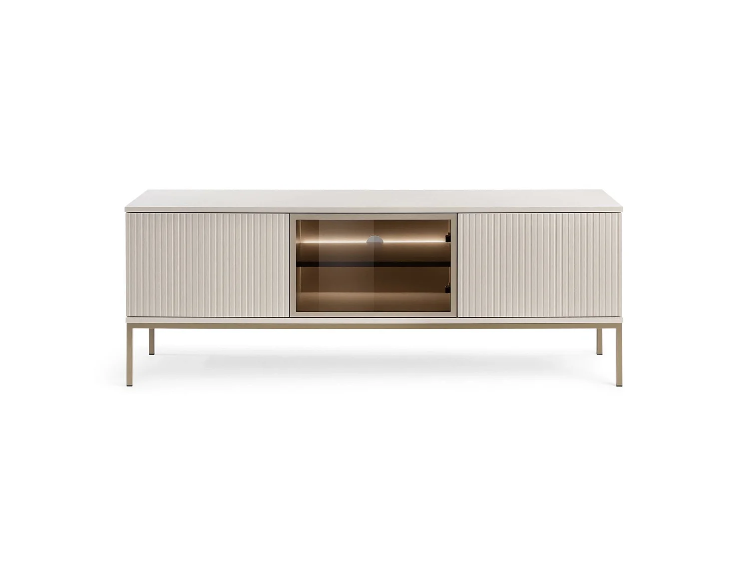 Meuble TV 3 portes avec LED - 154 cm - grège - TOSENA