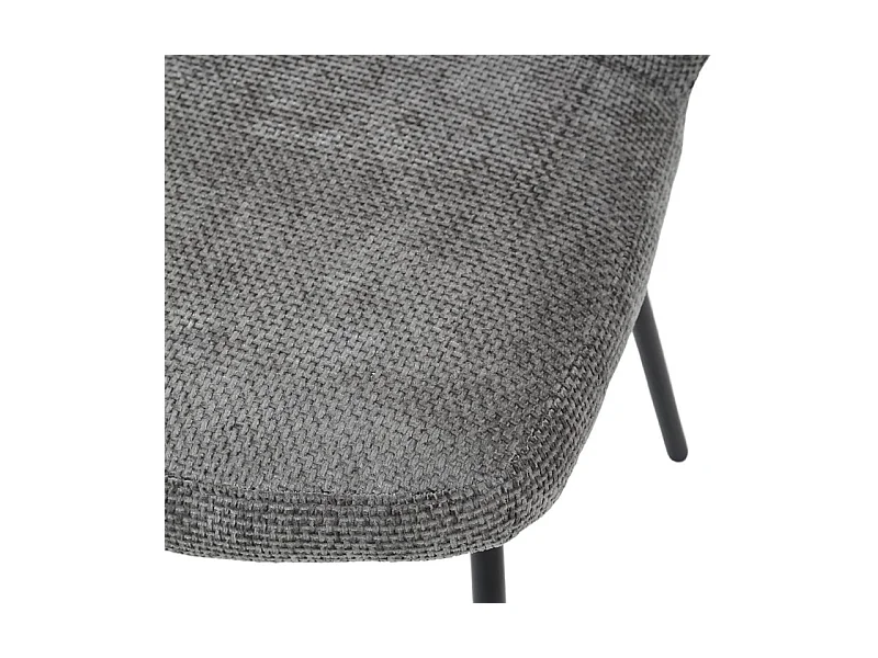 Lot 2 chaises rembourré tissu gris doux et pieds métal noir - LEONA