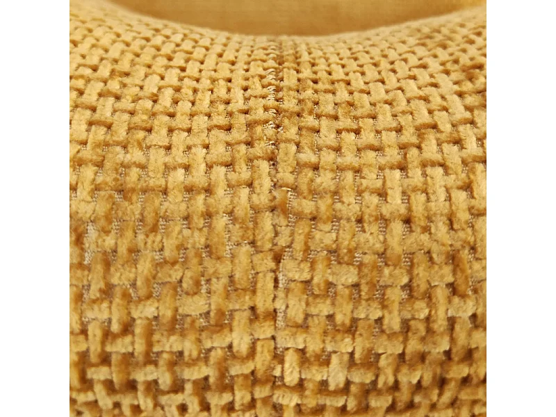 Chaise rembourré en tissu jaune doux pieds métal noir - LEONA