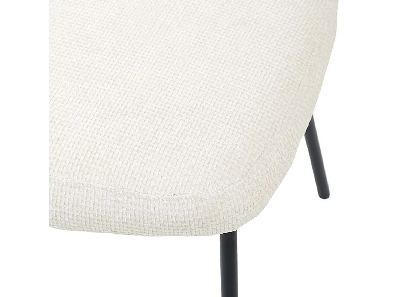 Lot 2 chaises rembourré tissu écru doux pieds métal noir - LEONA