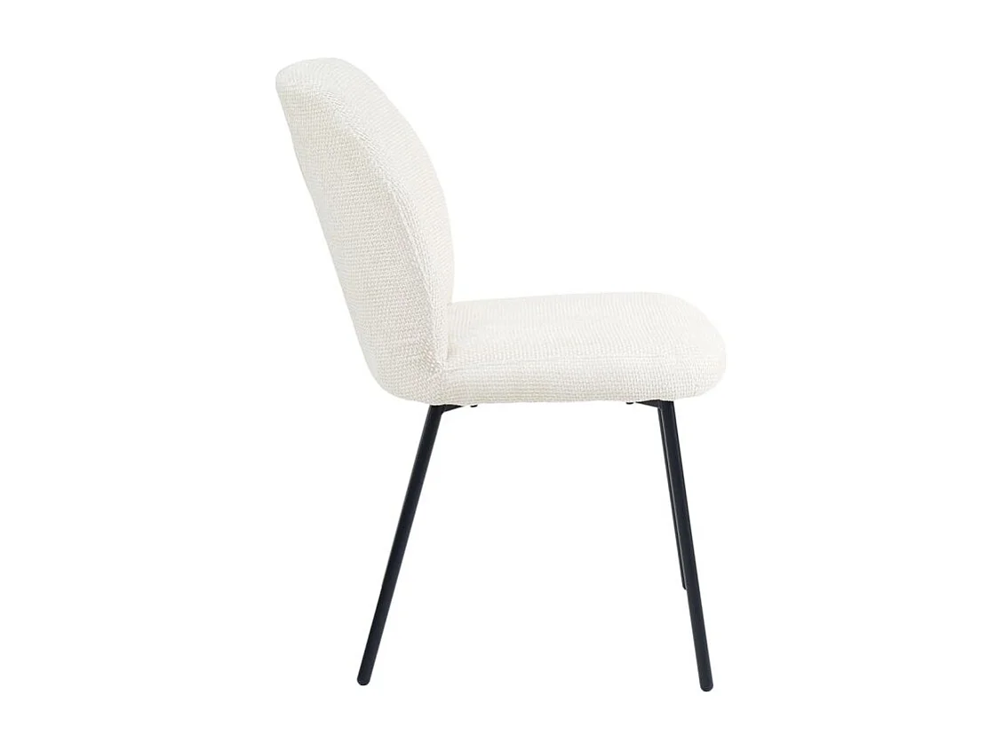 Lot 2 chaises rembourré tissu écru doux pieds métal noir - LEONA