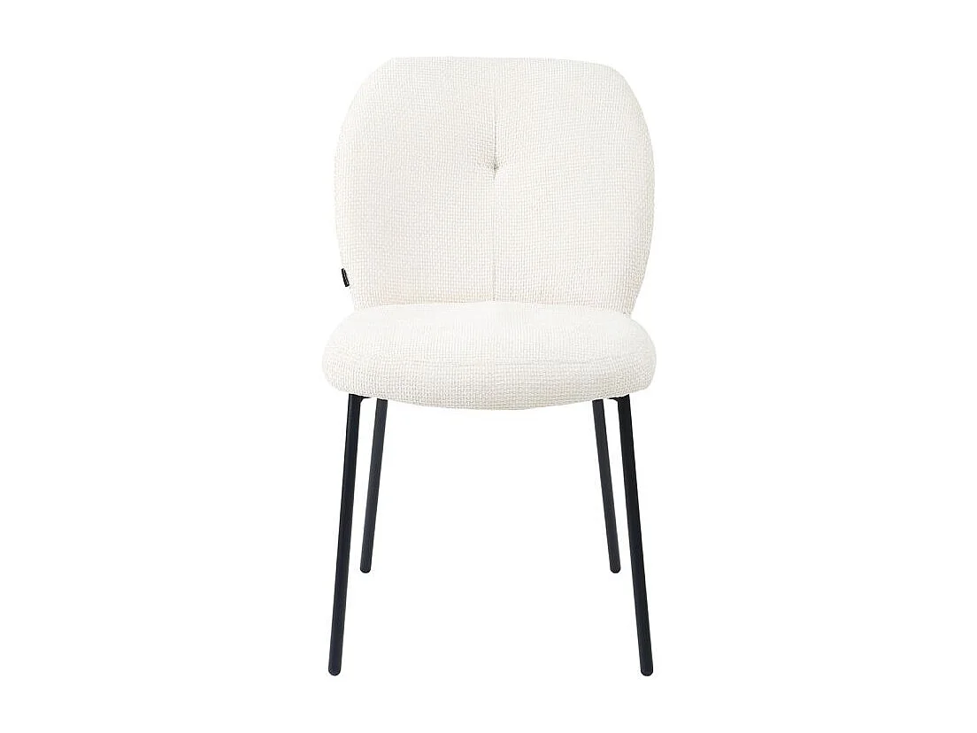 Lot 2 chaises rembourré tissu écru doux pieds métal noir - LEONA