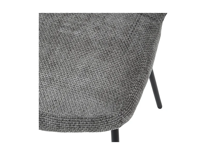 Chaise rembourré tissu gris doux et pieds métal noir - LEONA