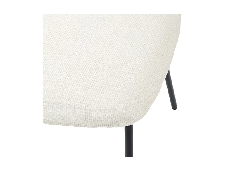 Chaise rembourré tissu écru doux et pieds métal noir - LEONA