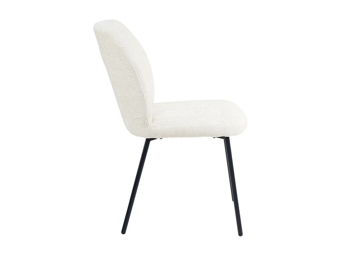 Chaise rembourré tissu écru doux et pieds métal noir - LEONA