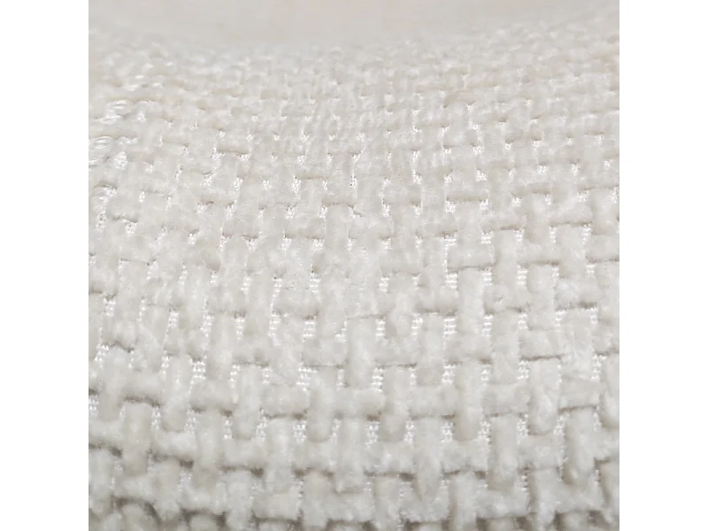 Chaise rembourré tissu écru doux et pieds métal noir - LEONA