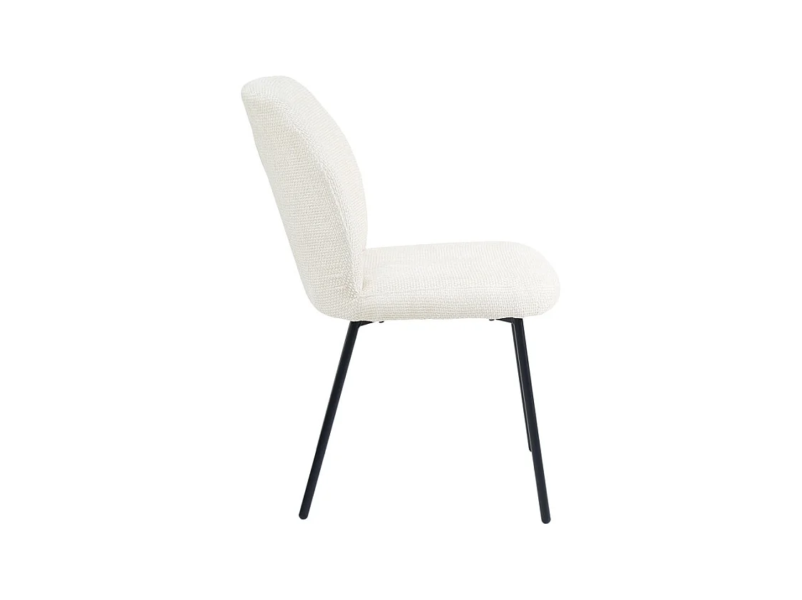 Chaise rembourré tissu écru doux et pieds métal noir - LEONA