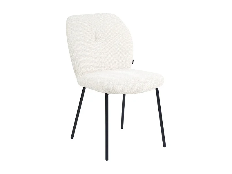 Chaise rembourré tissu écru doux et pieds métal noir - LEONA