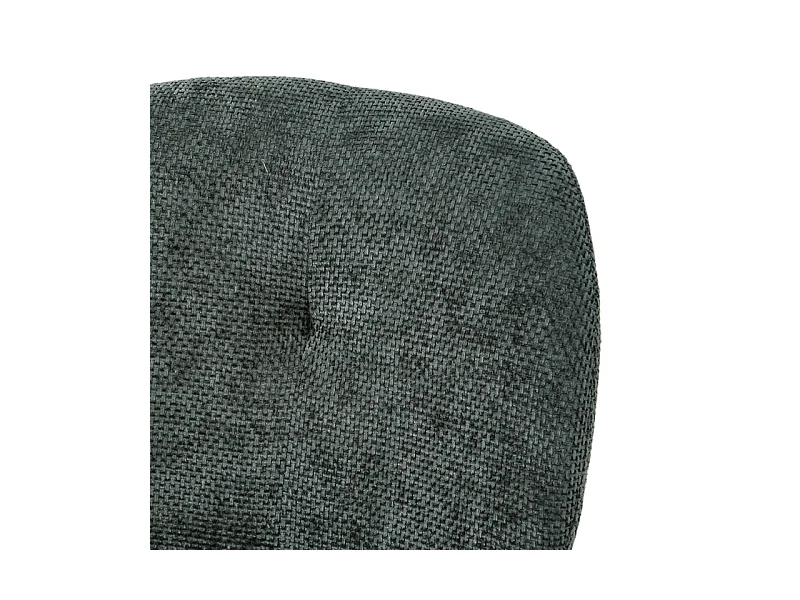 Chaise rembourré tissu vert foncé doux et pieds métal noir - LEONA