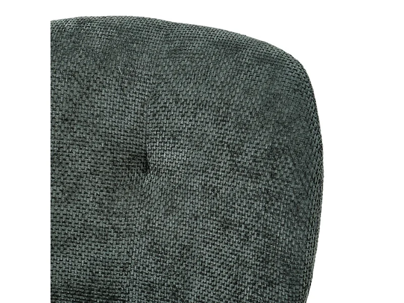 Chaise rembourré tissu vert foncé doux et pieds métal noir - LEONA