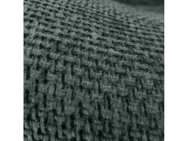 Chaise rembourré tissu vert foncé doux et pieds métal noir - LEONA