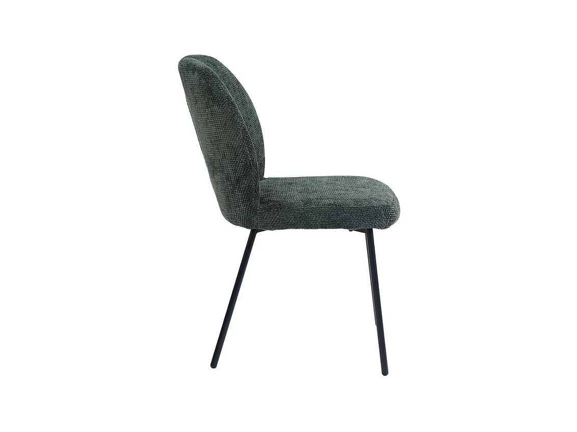 Lot 2 chaises rembourré tissu vert foncé doux pieds métal - LEONA