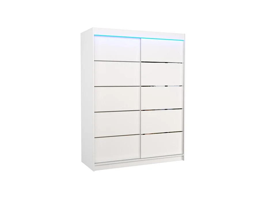 Armadio Soro (150cm)/ante scorrevoli/LED/Bianco