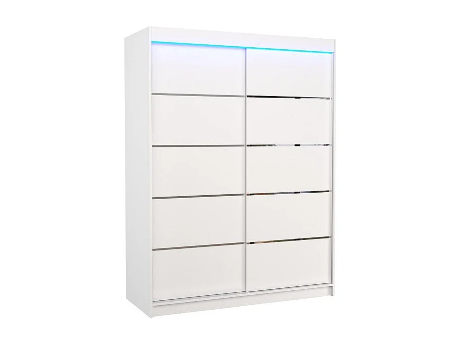 Kleiderschrank Soro (150cm)/Schiebetüren/LED/Weiss