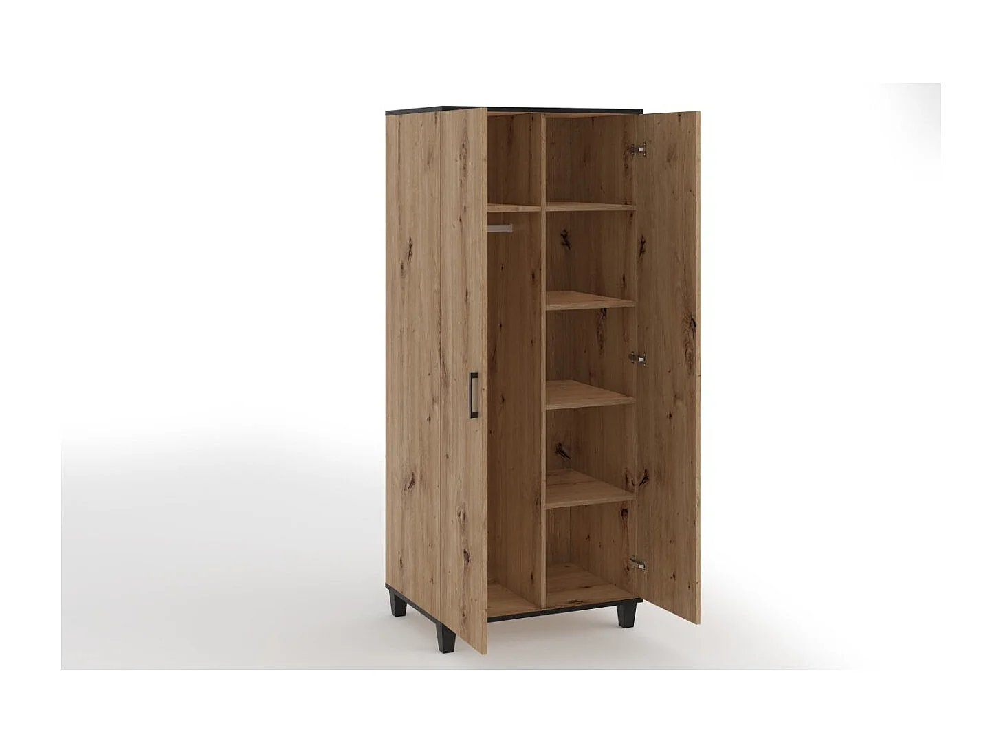 Kleiderschrank Pauline (80cm)Drehtüren/Artisan-Braun