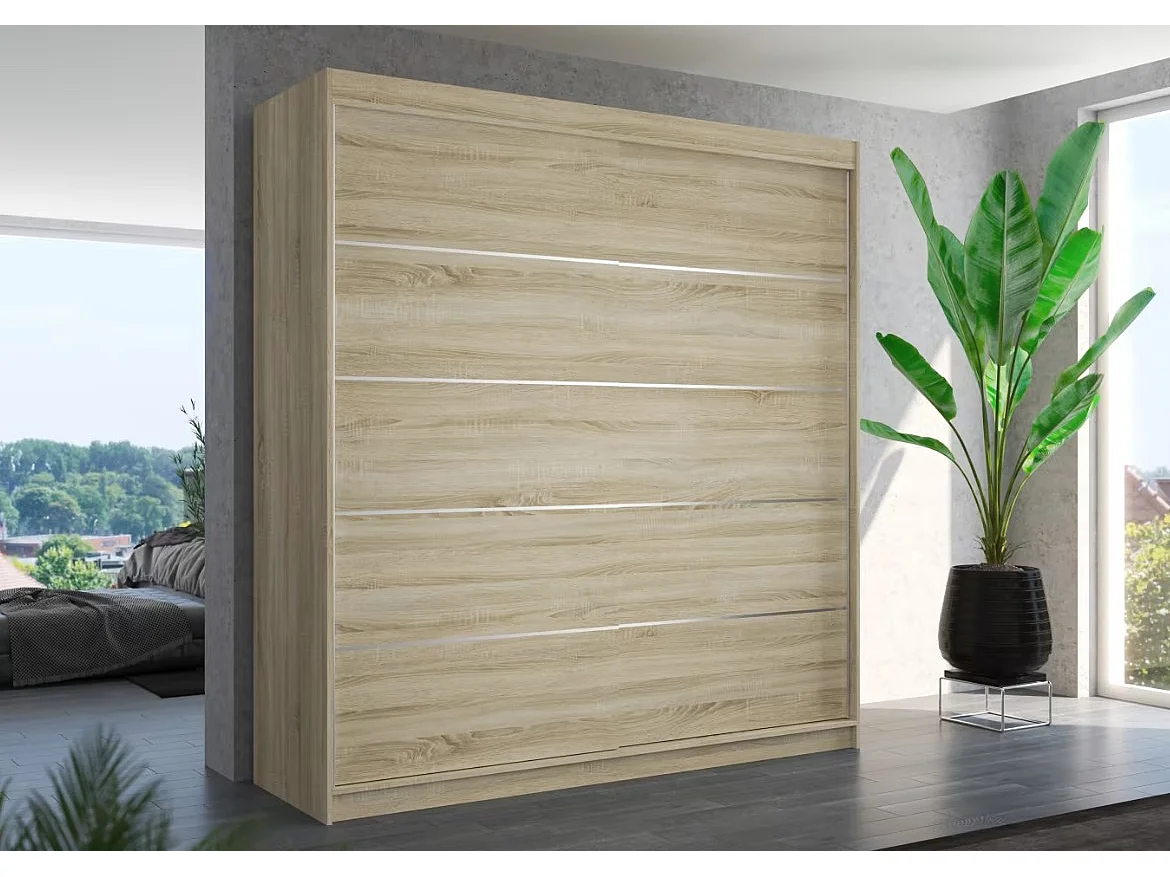 Kleiderschrank Polna (200cm)/Schiebetüren/Sonoma