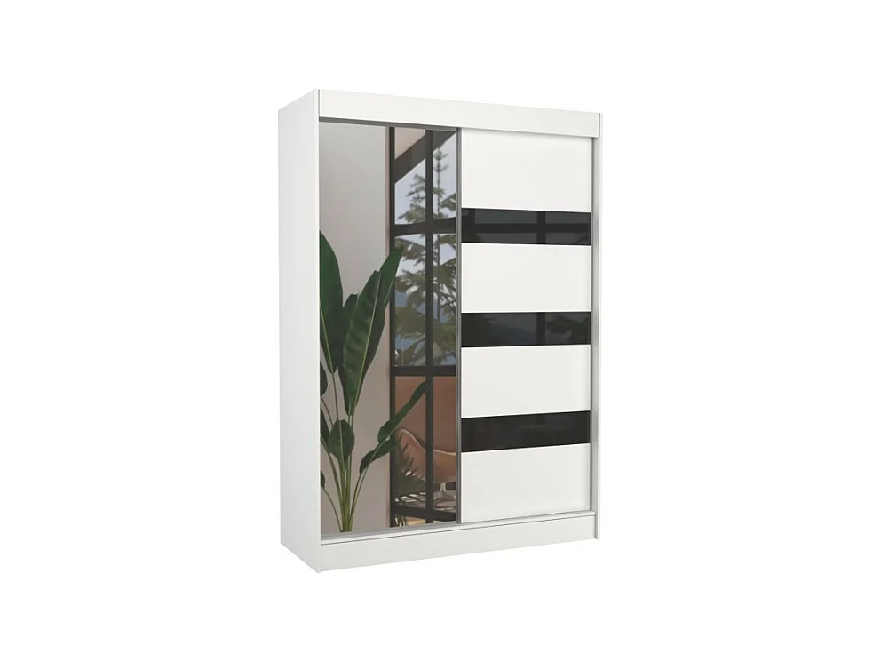 Armoire Thora (150cm)/Miroir/Portes coulissantes/Blanc