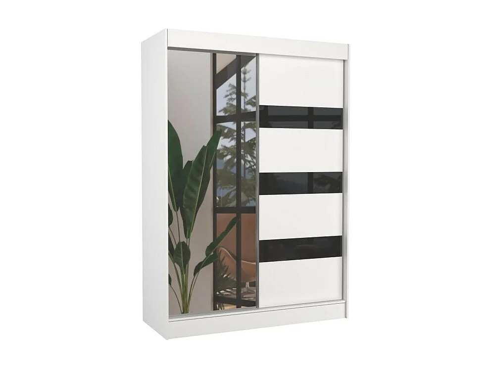 Armoire Thora (150cm)/Miroir/Portes coulissantes/Blanc