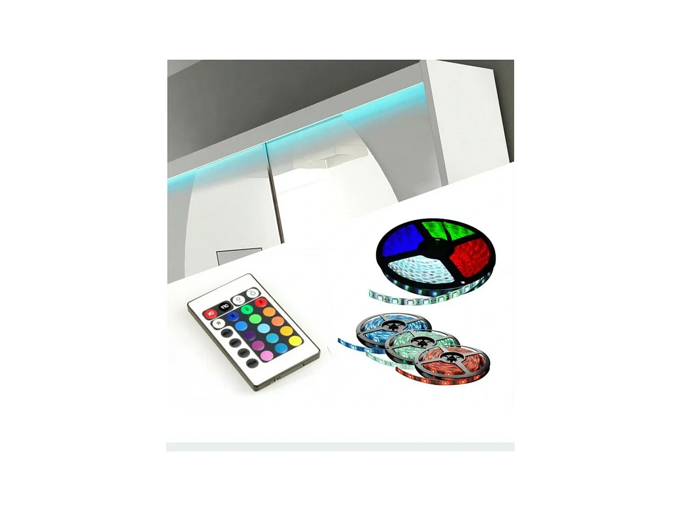 Armadio Lucio (150cm)/ante scorrevoli/LED/Bianco