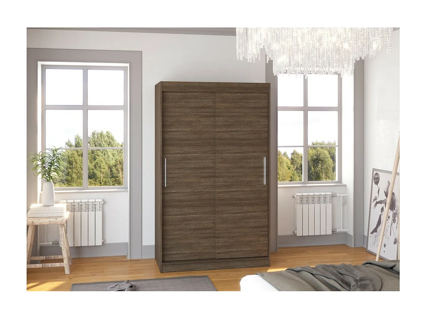 Armoire Ronn (120cm)/portes coulissantes/Marron