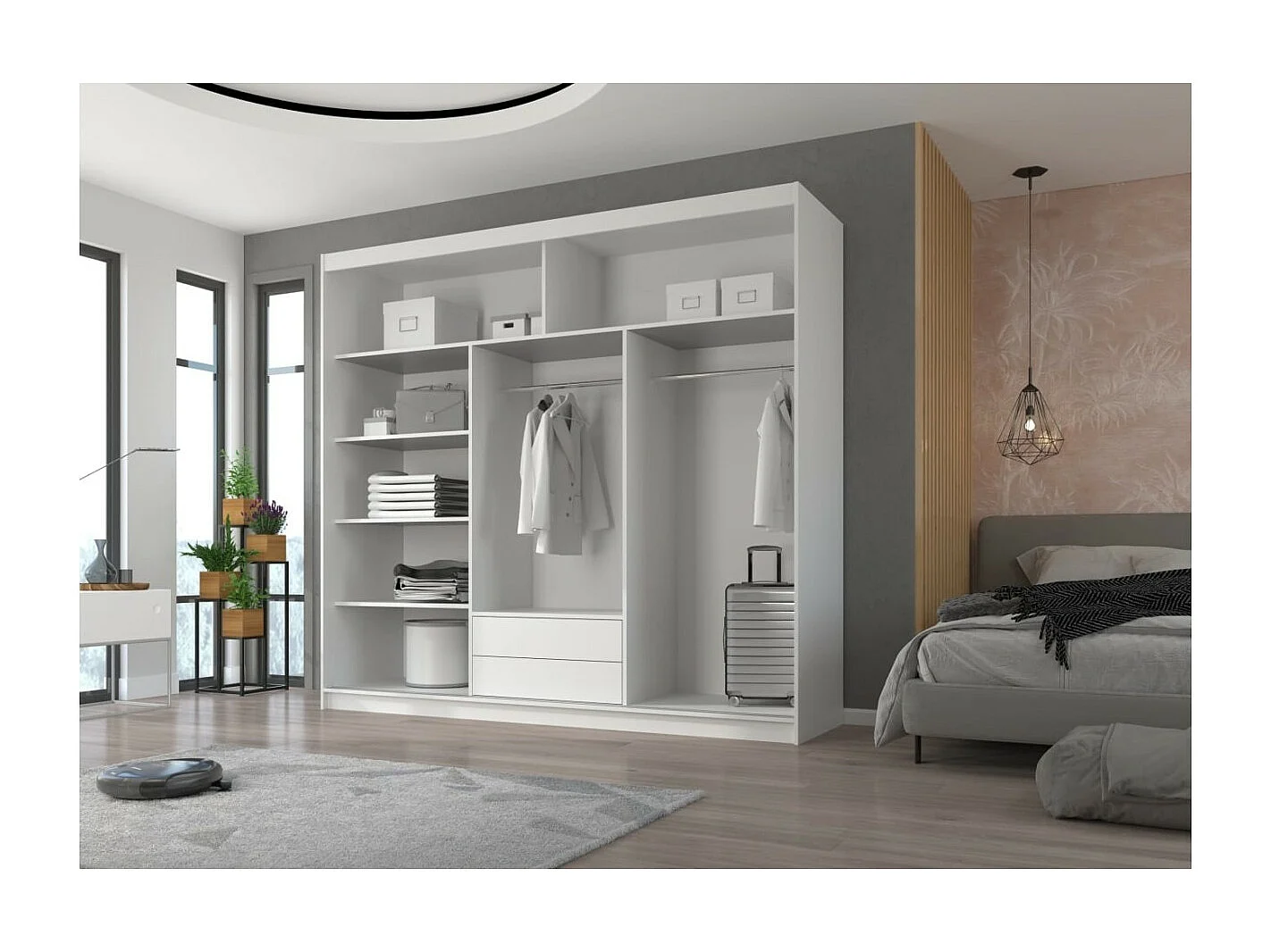 Kleiderschrank Wingo (235cm)/Schiebetüren/Spiegel/Braun